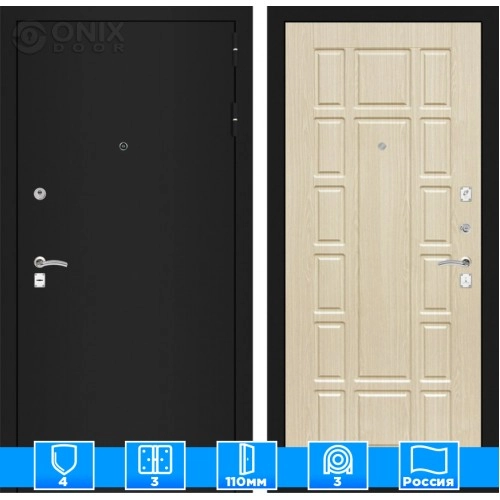 Входная дверь CLASSIC шагрень черная 12 - Беленый дуб