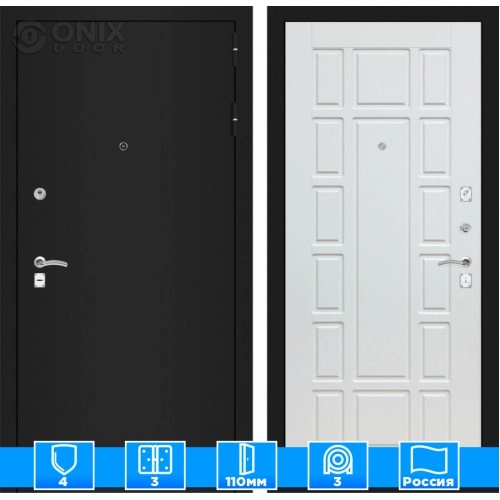 Входная дверь CLASSIC шагрень черная 12 - Белое дерево