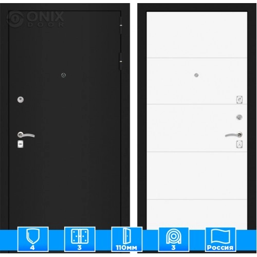 Входная дверь CLASSIC шагрень черная 13 - Белый софт