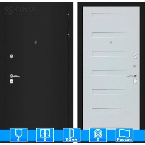 Входная дверь CLASSIC шагрень черная 14 - Дуб кантри белый горизонтальный