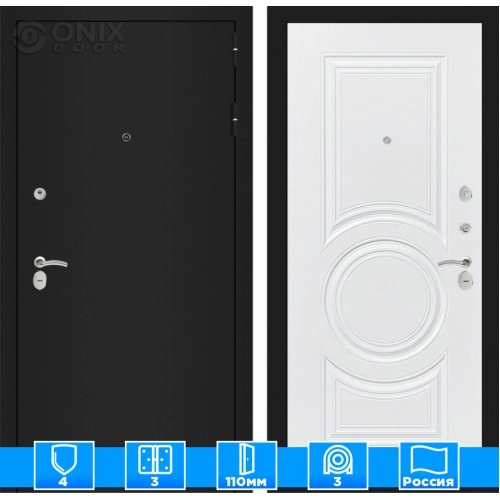 Входная дверь CLASSIC шагрень черная 23 - Белый софт