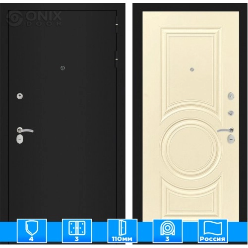 Входная дверь CLASSIC шагрень черная 23 - Шампань софт