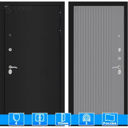 Входная дверь CLASSIC шагрень черная 29 - Серый рельеф софт