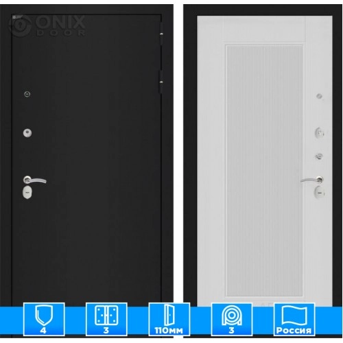 Входная дверь CLASSIC шагрень черная 30 - Белый рельеф софт