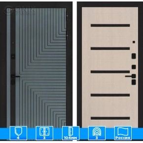 Входная дверь CREDOR 01 - Беленый дуб, стекло черное