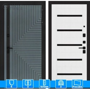 Входная дверь CREDOR 01 - Белое дерево, стекло черное