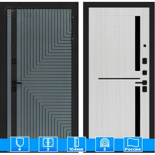 Входная дверь CREDOR 02 - Сандал белый, стекло черное