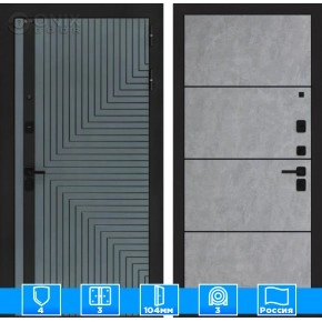 Входная дверь CREDOR 25 - Бетон светлый, черный молдинг