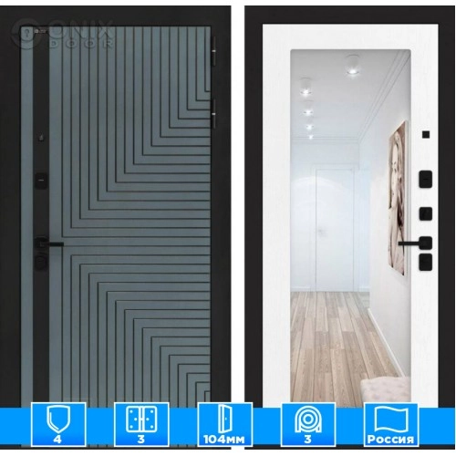 Входная дверь CREDOR с Зеркалом 18 - Белое дерево