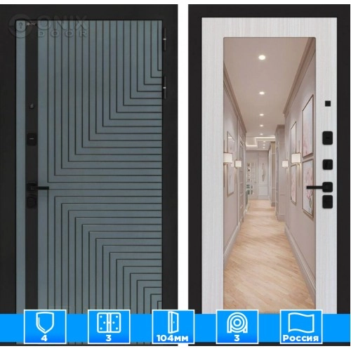 Входная дверь CREDOR с Зеркалом 18 - Сандал белый