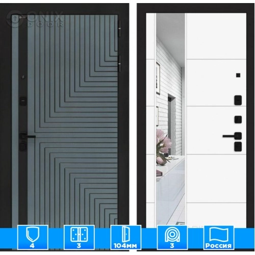 Входная дверь CREDOR с Зеркалом 19 - Белый софт