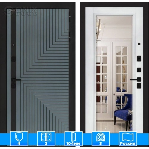 Входная дверь CREDOR с Зеркалом Фацет - Белый софт