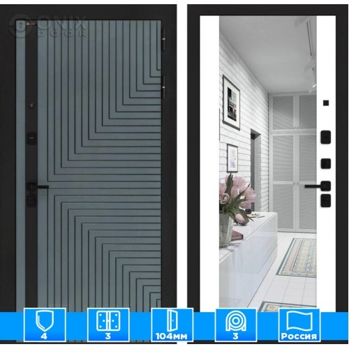 Входная дверь CREDOR с Зеркалом Максимум - Белый софт