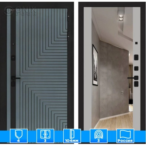 Входная дверь CREDOR с Зеркалом Максимум - Грей софт