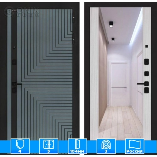 Входная дверь CREDOR с Зеркалом Максимум - Сандал белый