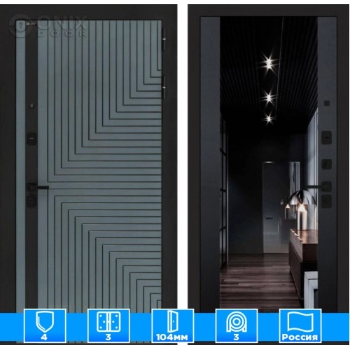 Входная дверь CREDOR с Зеркалом тонированным Максимум - Черный кварц