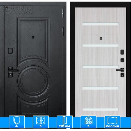 Входная дверь GRAND 01 - Сандал белый, стекло белое