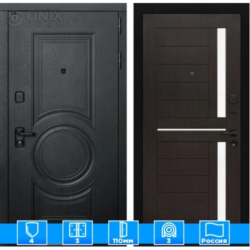 Входная дверь GRAND 02 - Венге, стекло белое