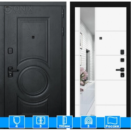 Входная дверь GRAND с Зеркалом 19 - Белый софт