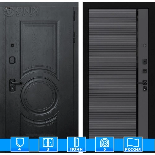 Входная дверь GRAND 22 - Графит софт, черная вставка