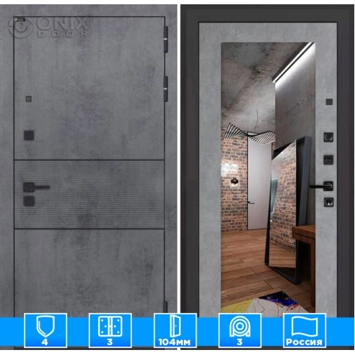 Входная дверь INFINITY с Зеркалом 18 - Бетон светлый