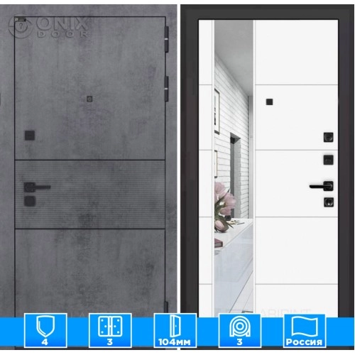 Входная дверь INFINITY с Зеркалом 19 - Белый софт