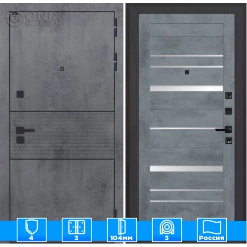 Входная дверь INFINITY 20 - Бетон темный, зеркальные вставки