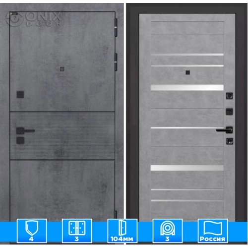 Входная дверь INFINITY 20 - Бетон светлый, зеркальные вставки