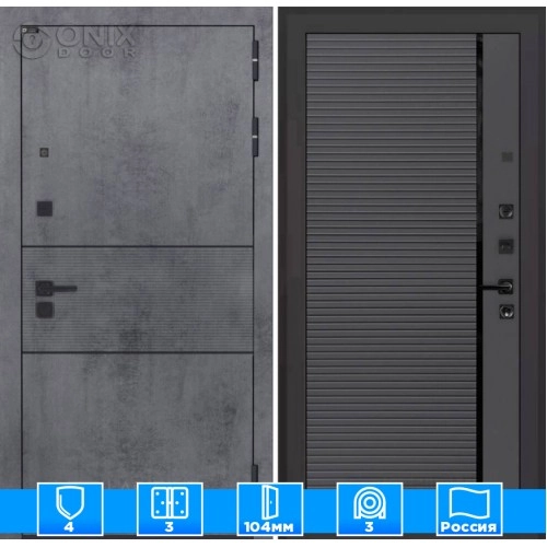 Входная дверь INFINITY 22 - Графит софт, черная вставка