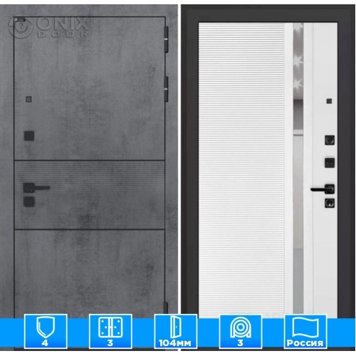 Входная дверь INFINITY 31 - Белый софт, зеркальная вставка с тонировкой