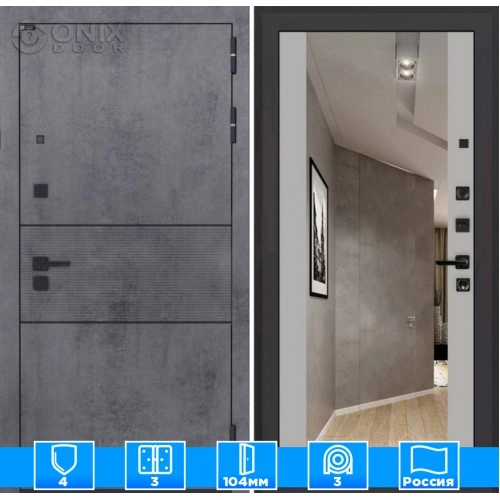 Входная дверь INFINITY с Зеркалом Максимум - Грей софт