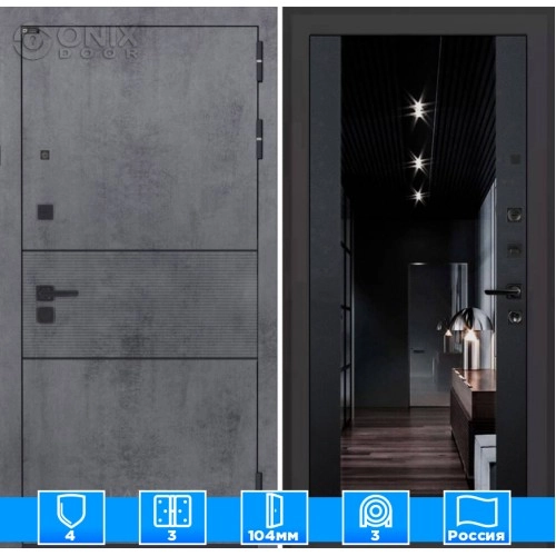 Входная дверь INFINITY с Зеркалом тонированным Максимум - Черный кварц