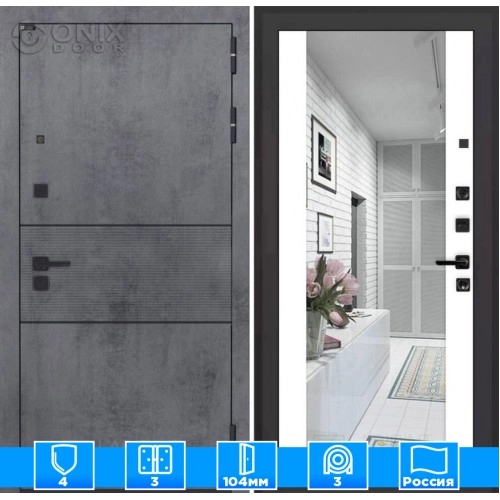 Входная дверь INFINITY с Зеркалом Максимум - Белый софт