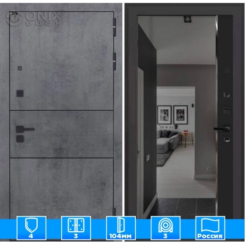 Входная дверь INFINITY с зеркалом Панорама с тонировкой - Черный кварц