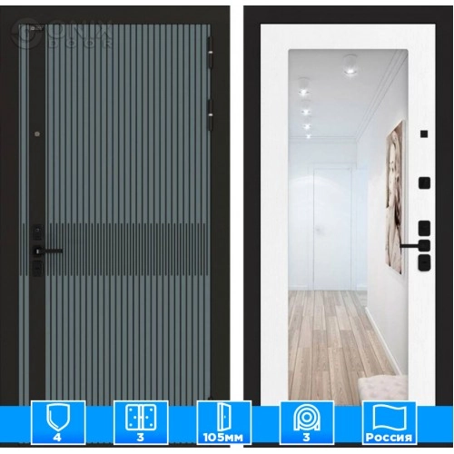 Входная дверь ISSIDA с зеркалом 18 - Белое дерево