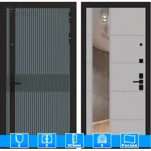 Входная дверь ISSIDA с зеркалом 19 - Грей софт