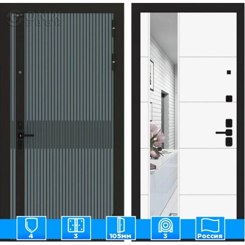 Входная дверь ISSIDA с зеркалом 19 - Белый софт