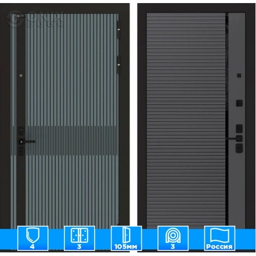 Входная дверь ISSIDA 22 - Графит софт, черная вставка