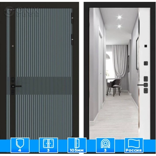 Входная дверь ISSIDA с зеркалом Панорама - Белый софт