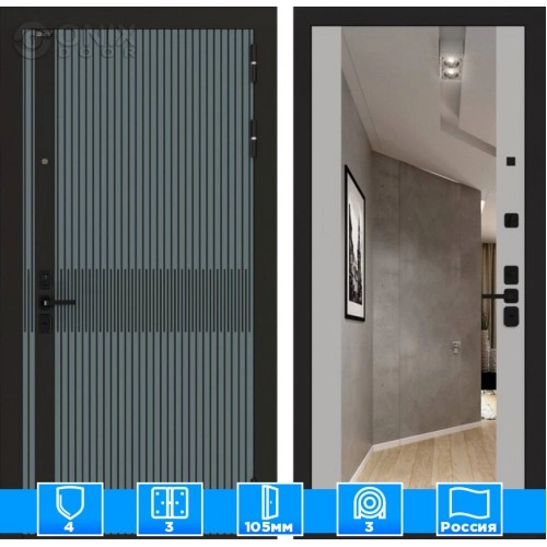 Входная дверь ISSIDA с Зеркалом Максимум - Грей софт