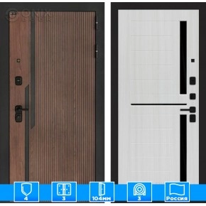 Входная дверь KARMINA 02 - Сандал белый, стекло черное