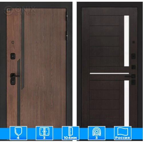 Входная дверь KARMINA 02 - Венге, стекло белое