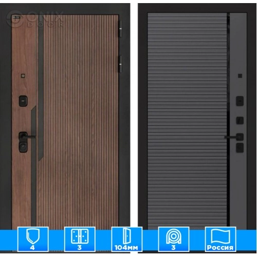 Входная дверь KARMINA 22 - Графит софт, черная вставка