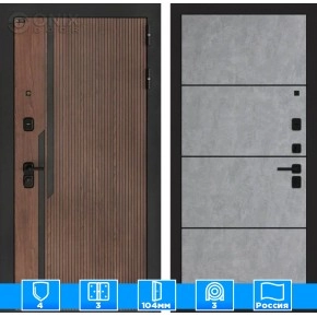 Входная дверь KARMINA 25 - Бетон светлый, черный молдинг