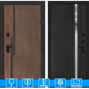 Входная дверь KARMINA 31 - Черный кварц, зеркальная вставка с тонировкой