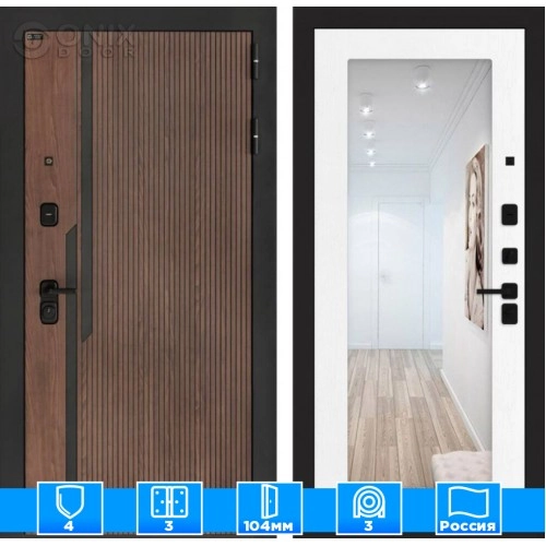 Входная дверь KARMINA с Зеркалом 18 - Белое дерево