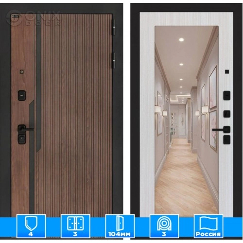 Входная дверь KARMINA с Зеркалом 18 - Сандал белый