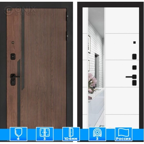 Входная дверь KARMINA с Зеркалом 19 - Белый софт