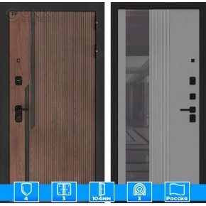 Входная дверь KARMINA с Зеркалом 32 тонированным - Серый рельеф софт