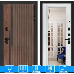 Входная дверь KARMINA с Зеркалом Фацет - Белый софт